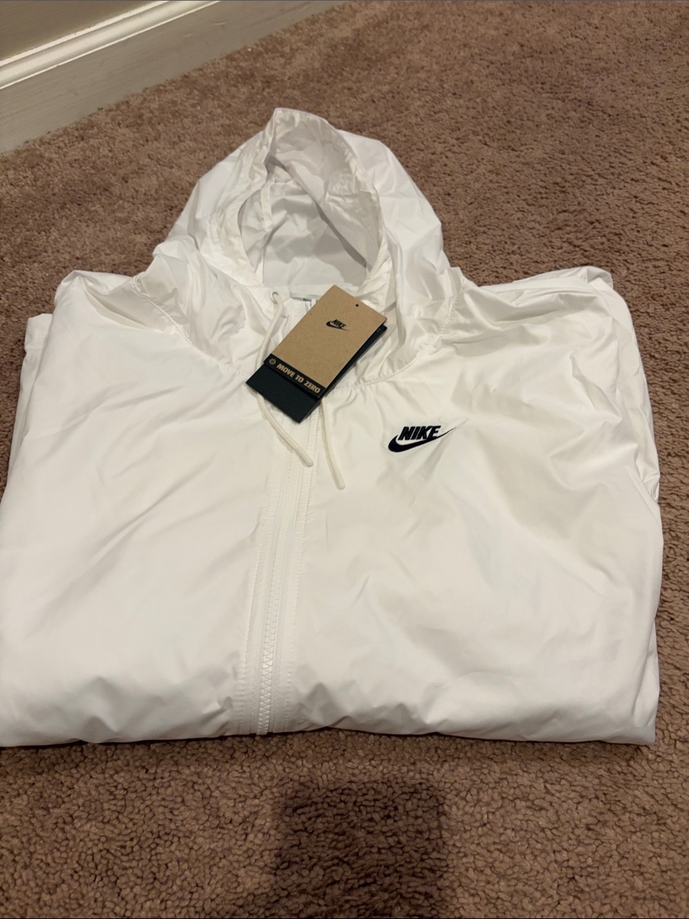 Nike White Hooded Lightweight Zip-Up Jacket with Black Swoosh size3X new with ta
